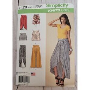Misses Pull On Knit Skirt Pants Shorts Knits Only Sewing Pattern Simplicity 1429